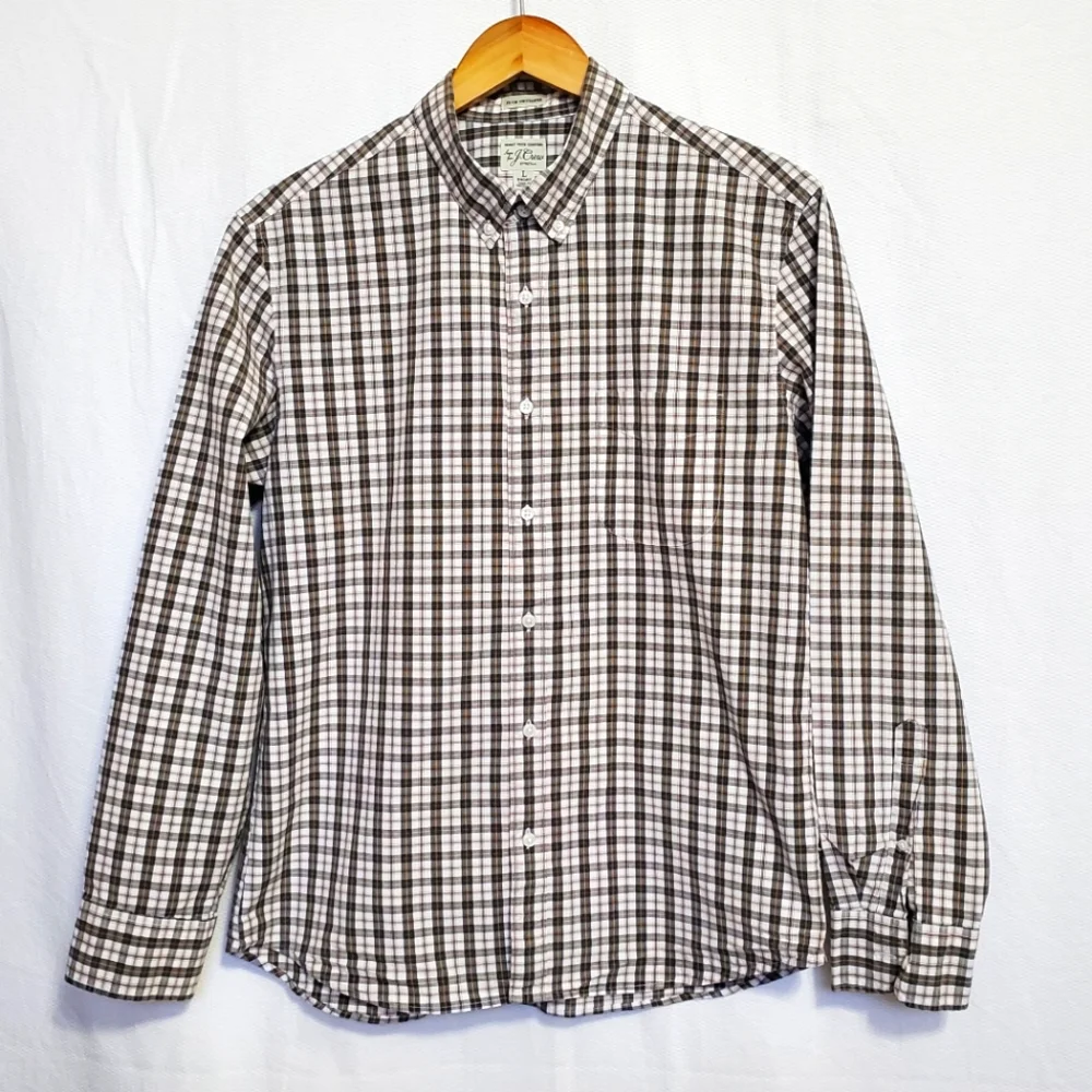 J. Crew Plaid Slim Untucked Fit Longsleeve Button Down Shirt Large